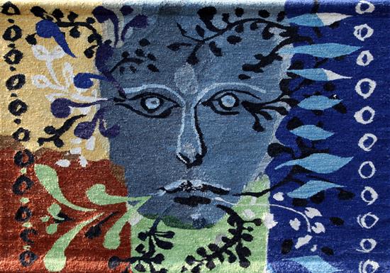 § John Piper (1903-1992) Foliate Head, Blue and Yellow, 56.5 x 75.5in.